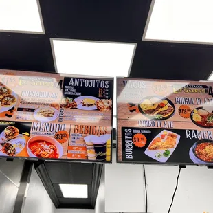 menus on the wall