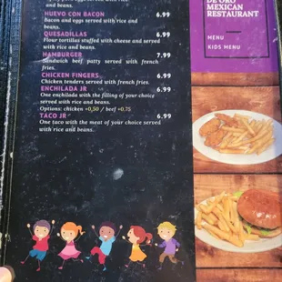 Kids menu 2023 June