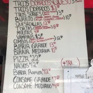 menu
