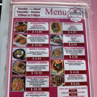 Menu May 2024