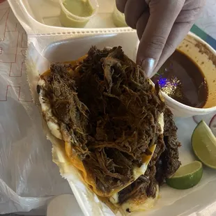 Birria taco packed with meat!
