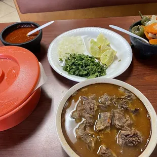 Plato de Birria. Hand made gorditas and of course the fixings