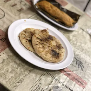 two plates of food on a table