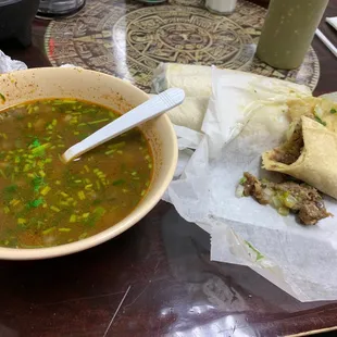 Get the consome &amp; meat separate, as in tacos ;)