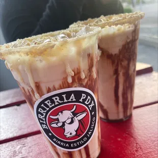 2 Horchata with mazapán and chocolate soo good