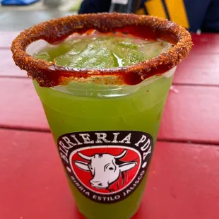 Pepino PDX, cucumber aqua fresca with a chamoy and tajin rim. So refreshing and just the right amount of sweetness.