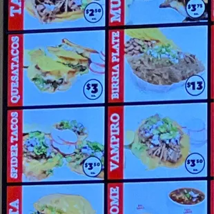 a menu for a mexican restaurant