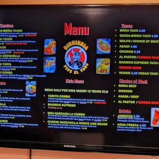 Menu at the main counter (6/8/24)