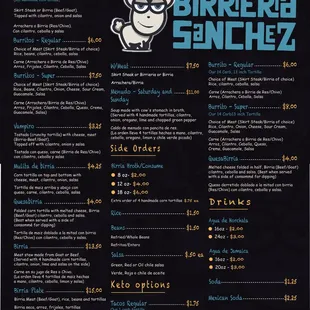 a menu for a restaurant