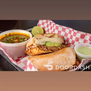 a sandwich and a bowl of soup