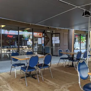 Nice little outdoor space set up, so I can still get my favorite post-drinking breakfast of birria. They're also doing takeout.