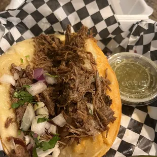 Birria with cheese taco