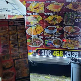 Taco truck is well lighted at night