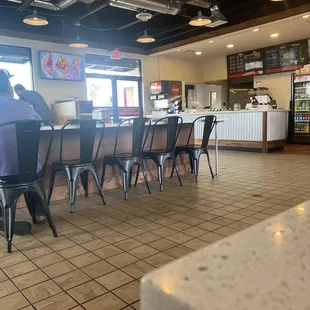 Seating. Booths and center table.