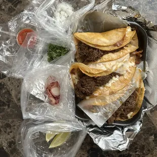 Quesataco &amp; toppings (Packed to go order)