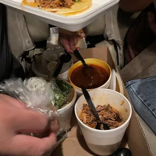 Eating in the car , family pack