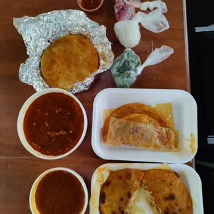 Mulitas, Quesataco, Birria with Tortillas, Consomme
