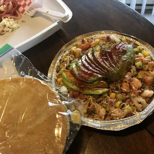 Mango ceviche comes with tostado shells