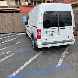 Restaurant truck occupying handicapped spot