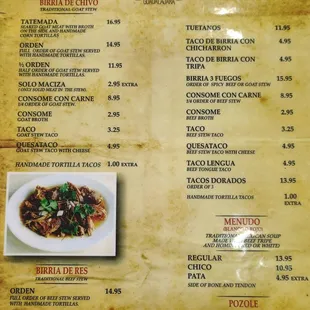 Other side of the menu