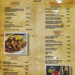 One side of the menu