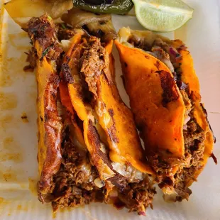 3 birria quesa tacos.