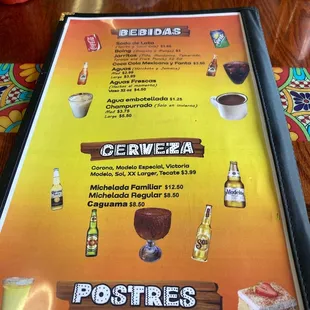 menu