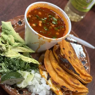 Tacos de Birria with avocado