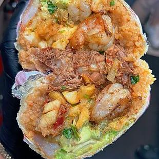 SURFNTURF BURRITO WITH FRIES
