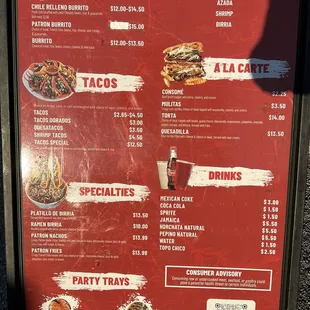 menu