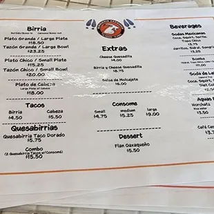 menu