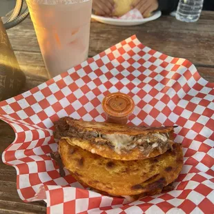 Quesabirria tacos with horchata
