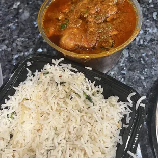 Chicken Curry and bagara rice