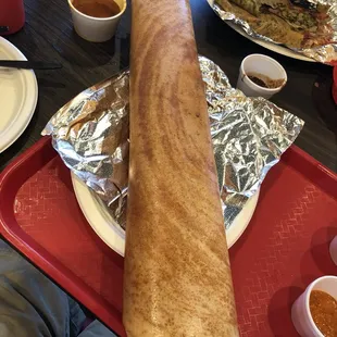 Very long Mysore masala dosa