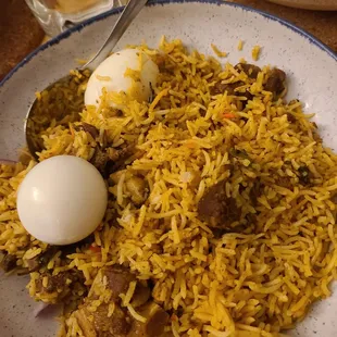 Goat fry briyani - $15.99 (only came with one boiled egg, I made an extra)