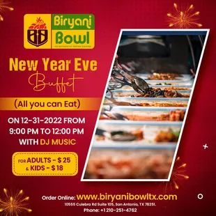 Biryani Bowl&apos;s NEW YEAR EVE BUFFET_will change your taste resolutions for the 2023