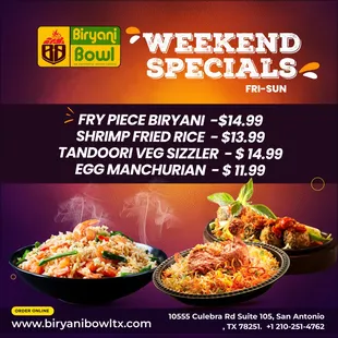 WEEKEND SPECIALS 
Craving a mouthwatering feast? Look no further! Our Weekend Specials are here to delight your taste buds!