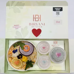 Inside of Valentine&apos;s Day special box designed for your loved one. Call us to pre-order.