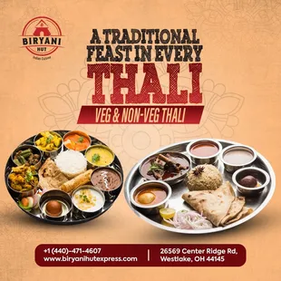 Experience a global culinary journey on one delicious plate with our Veg &amp; Non-Veg Thali!  Savor the world of flavors!
