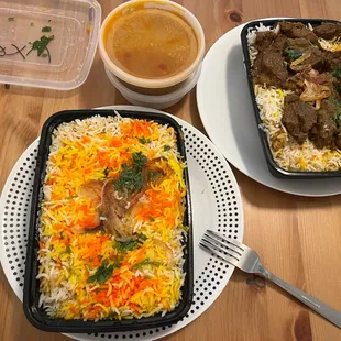 Mixed Meat Biryani, Goat Ghee Roast Biryani