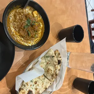 Garlic Naan and Kadai Paneer