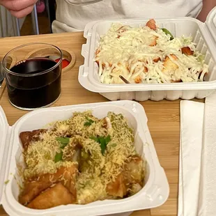 Tandoori Chicken Salad and Samosa Chaat.