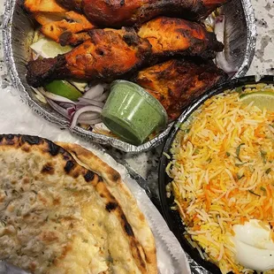 Tandoori Chicken Goat Biryani Cheese Kulcha Bread