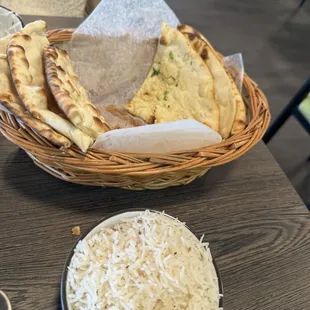 Naan and rice