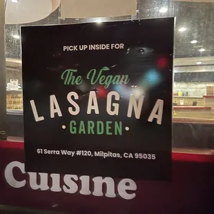 Vegan lasagna pickup spot