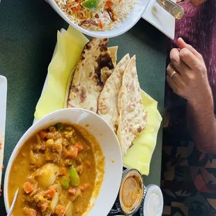 Gongura Goat Biryani, Tandoori Roti, Saag Kofta, Vegetable Chettinad