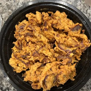 Onion pakoras. Not crispy enough.