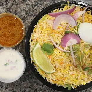 Hydrabadi biryani. Kind of meh. But the sauce was good.