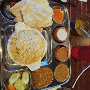 My Thaali lunch plate. Huge amount of veggie food.