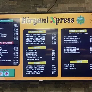 menu